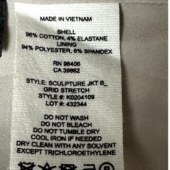 Theory Check Peplum-Back Sculpture Jacket Ivory Tan Grid Stretch Women's Size 10 - Picture 7 of 9